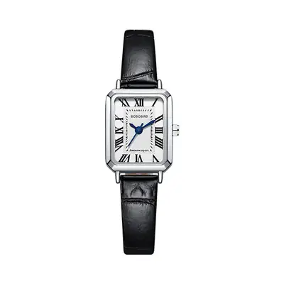 Women's Square Roman Scale Quartz Watch Black Strap