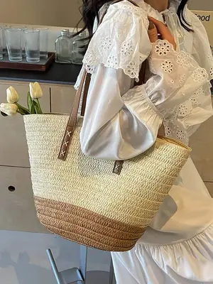 Women Straw Tote Bag High-End Handwoven Large Capacity