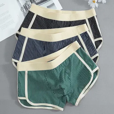 Men Cotton Striped Arlo Shorts Mid Waist Green