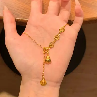 Gold Gourd Tassel Necklace for Women Wealth Fortune