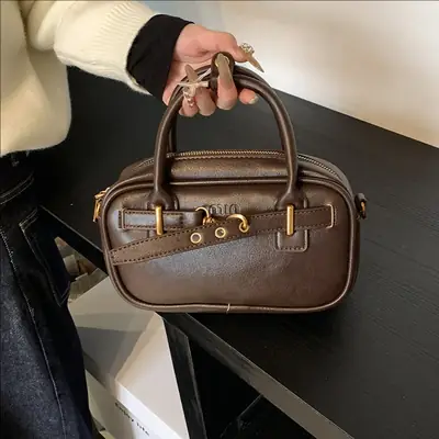 Small Carrying Bag for Office Women Brown Handheld Shoulder Crossbody