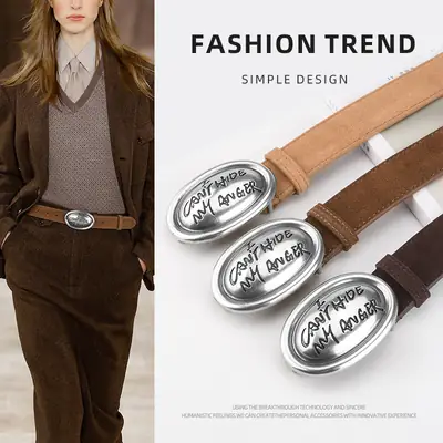 Factory Wholesale Leather Belt Dark Gray English Trend