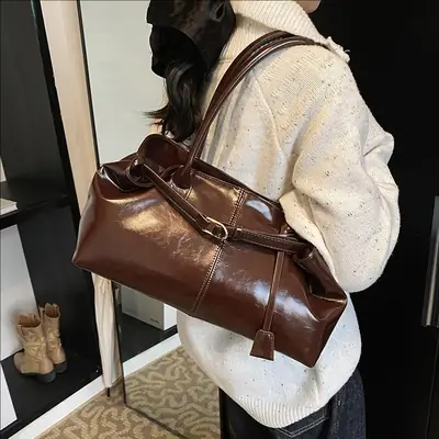 2025 Black Leather Shoulder Bag for Women