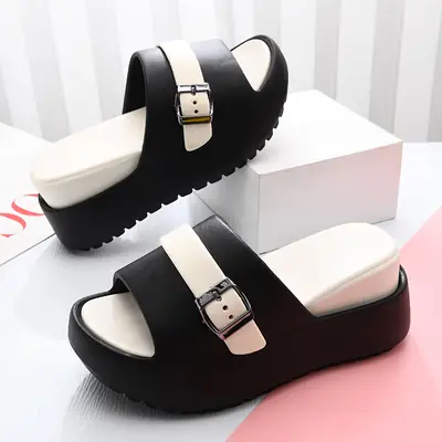 Women's Black Super Soft EVA Slippers with Buckle