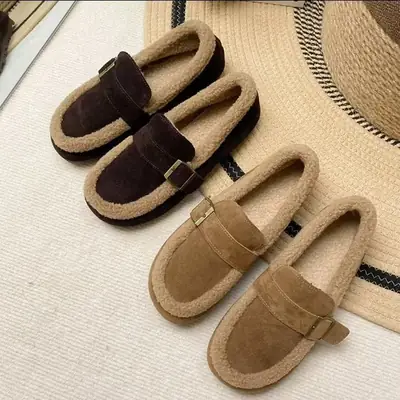 Women's Fleece Lined Brown Winter Slippers Mao Mao