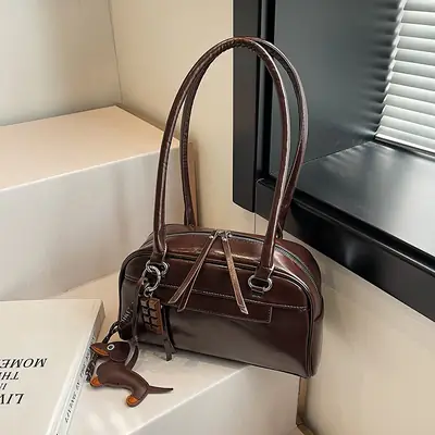 Brown Textured Shoulder Bag for Women 2024