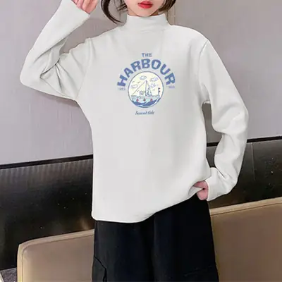 Children's Velvet T-Shirt Brown Middle Boys Girls Autumn Winter
