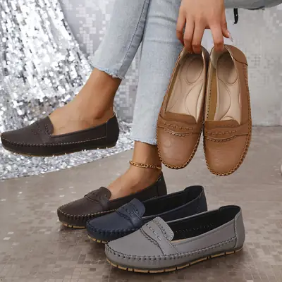 Large Size New Foreign Trade Stitched Laser Women's Flat Loafers Cross-Border E-Commerce Supply Retro Casual Versatile