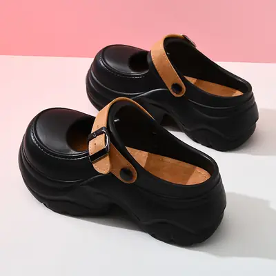 Women's White High-Heel EVA Slippers with Strap