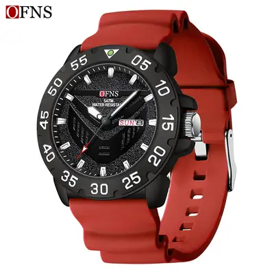 Men's Black Quartz Watch with Double Calendar & Luminous Dial
