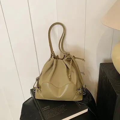 Black Korean High-End Bucket Bag for Women