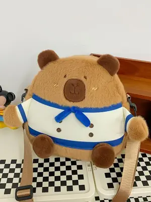 Cute Plush Shoulder Bag with Capybara Design