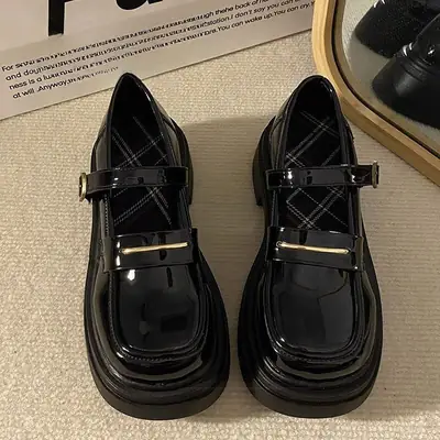 Black French Style Mary Jane Shoes for Women