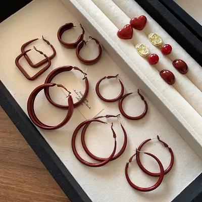 Female Zircon Geometric Pearl Earrings Autumn Winter 2024