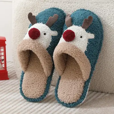 Cross-border cotton slippers cute Christmas elk cotton slippers women's winter fashion slippers home non-slip couple Mao Mao slippers