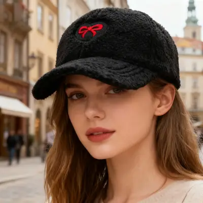 Winter Women's Lamb Wool Bow Cap Warm Outdoor