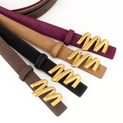 Women Genuine Leather Bow Belt with Skirt Suit Decoration