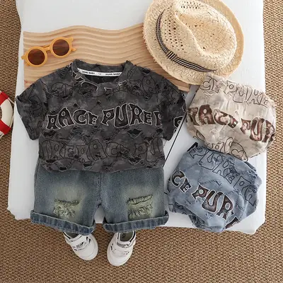 2025 Summer Boys Casual T-Shirt Shorts Set