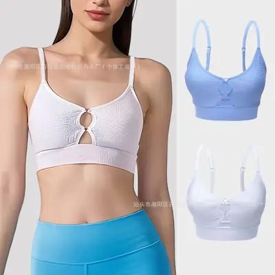 Blue Hollow Out Seamless Vest Underwear for Women
