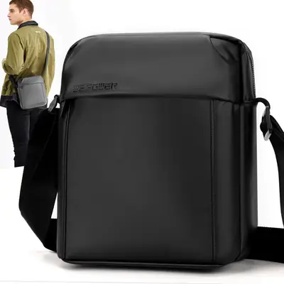 Men's Grey Waterproof Messenger Bag Large Capacity