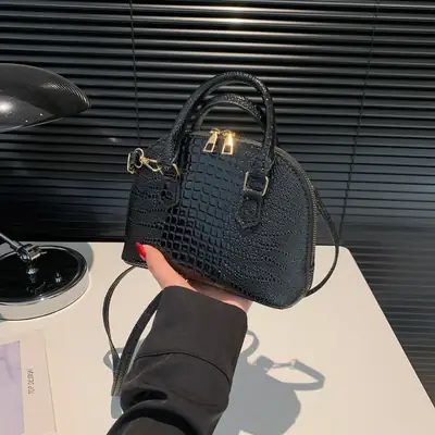 Women's White Croc Leather Shoulder Bag 2024