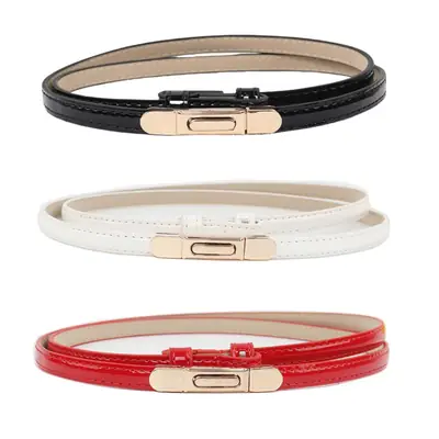 Red Leather Belt Belt with Silver Clasp