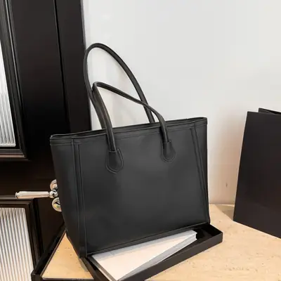 Retro Korean Style Leather Shoulder Tote Brown