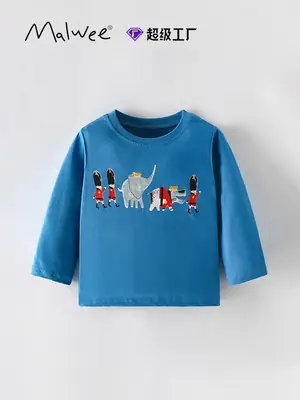 Blue Malwee Boys T-Shirt Small Medium Autumn Winter