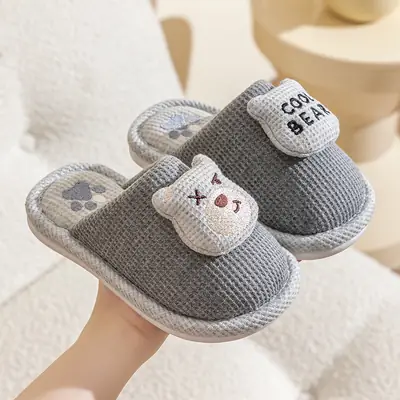 Children's Cotton Slippers Girls Cute Indoor Non-slip Girls Princess Autumn and Winter Boys Rabbit Home Baby Slippers