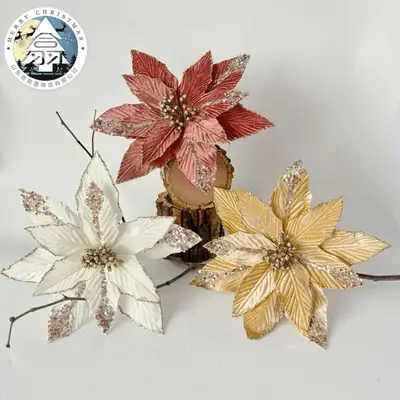 Cross-Border Velvet Christmas Flowers Rose Gold Decor