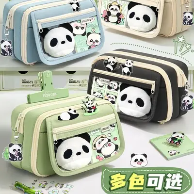Cute Panda Pencil Case Dirt Resistant High Color Value Large Capacity Student Stationery Gift Bag Class Award Stationery suit