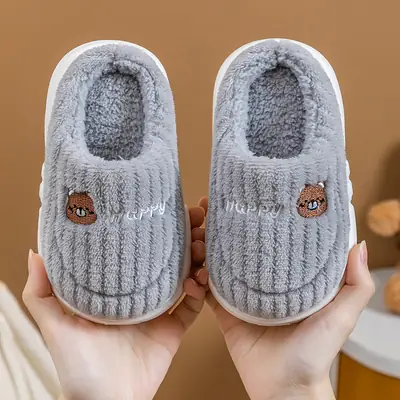 Children's Cotton Slippers for Boys and Girls Autumn and Winter Home Indoor Soft Bottom Non-slip Middle and Big Children's Cute Cartoon Warm Slippers