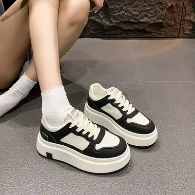 Women's Thick Leather White Sneakers Small 2025