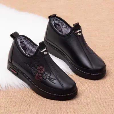 Winter Fleece-Lined Warm Cloth Shoes for Women, Cotton Shoes for Middle-Aged and Elderly Mothers, Soft-Soled Non-Slip Cotton Boots, Mother's Shoes with Non-Slip Soft Soles