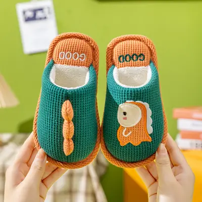 Children's Linen Slippers Home Parent-Child Slippers Cute Cotton Linen Home Floor Slippers Non-Slip Sweat-proof Cotton Slippers