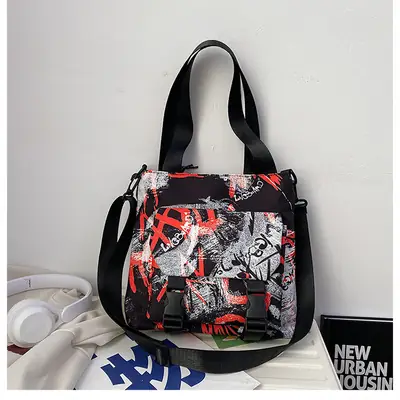 Women Printed Graffiti Shoulder Bag Large Capacity Nylon