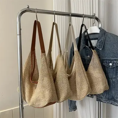 Straw Woven Shoulder Bag 2024 Summer Korean Style