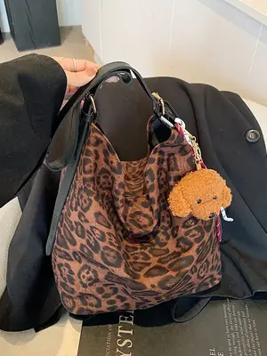 Leopard Print Shoulder Bag Brown New Fashion 2024