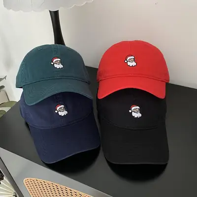 Christmas Eve Santa Embroidered Cap Men Women Black