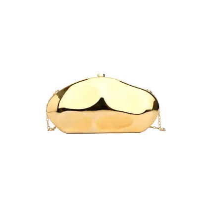 Gold Acrylic Stone Clutch Bag for Women