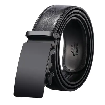 Men's Black Genuine Leather Belt with Automatic Buckle