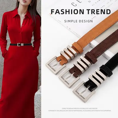 Women's Red Frosted Anti-velvet Belt