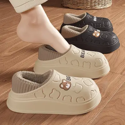 Women Waterproof Cotton Slippers Closed Heel Warm Thick