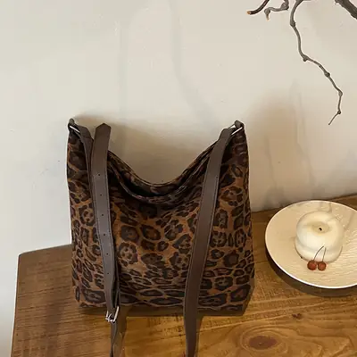 Leopard Print Large Shoulder Bag Women 2024