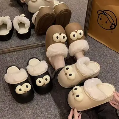 Cute Cartoon Moon Slippers Winter Ins Cotton Warm