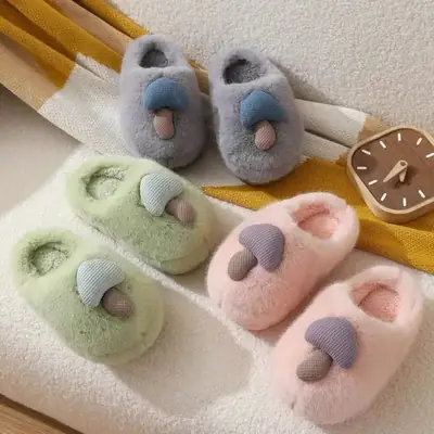 Women's Warm Mushroom Cotton Slippers Brown