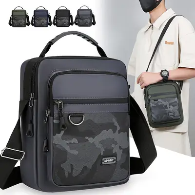 Men's Korean Style Multi-Purpose Shoulder Bag Black Camo