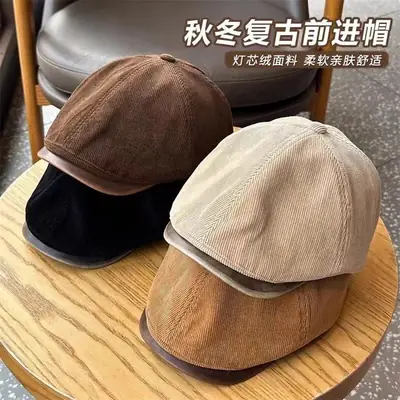 Autumn Winter Vintage Corduroy Forward Cap for Men Women