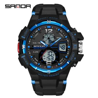 Sanda Pink Multifunctional Dual Display Waterproof Sports Watch