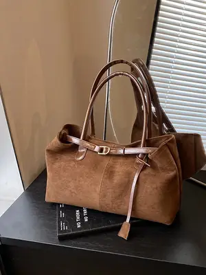 Women Cross-Border Retro Tote Bag Large Capacity Tan